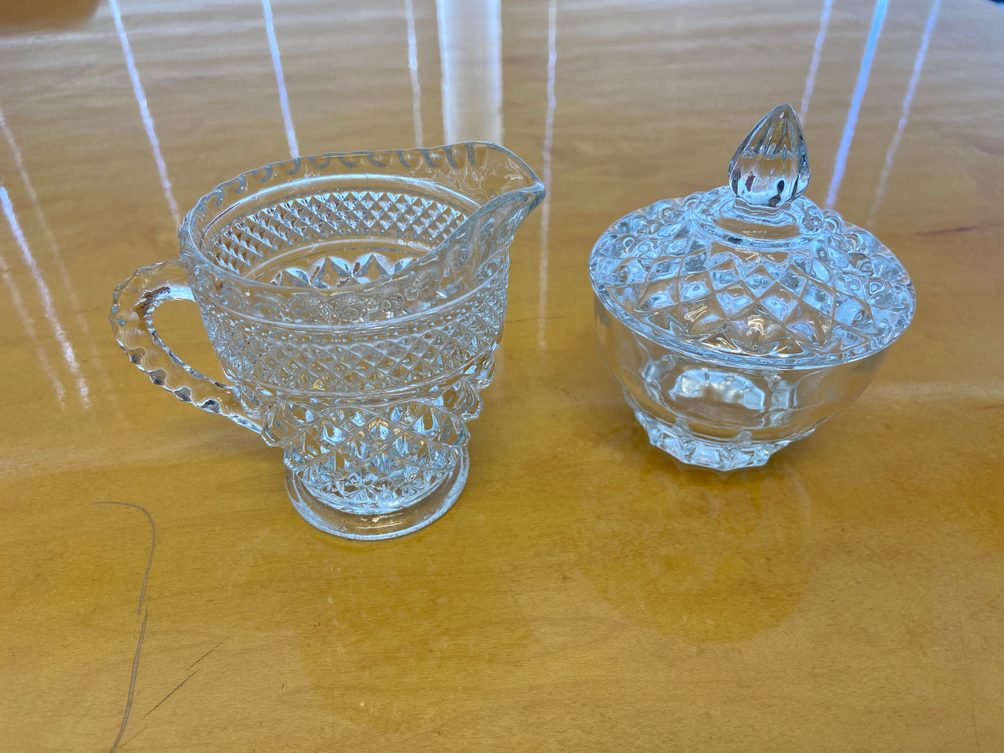 Vintage 3-piece Glass Sugar & Creamer Votive Set