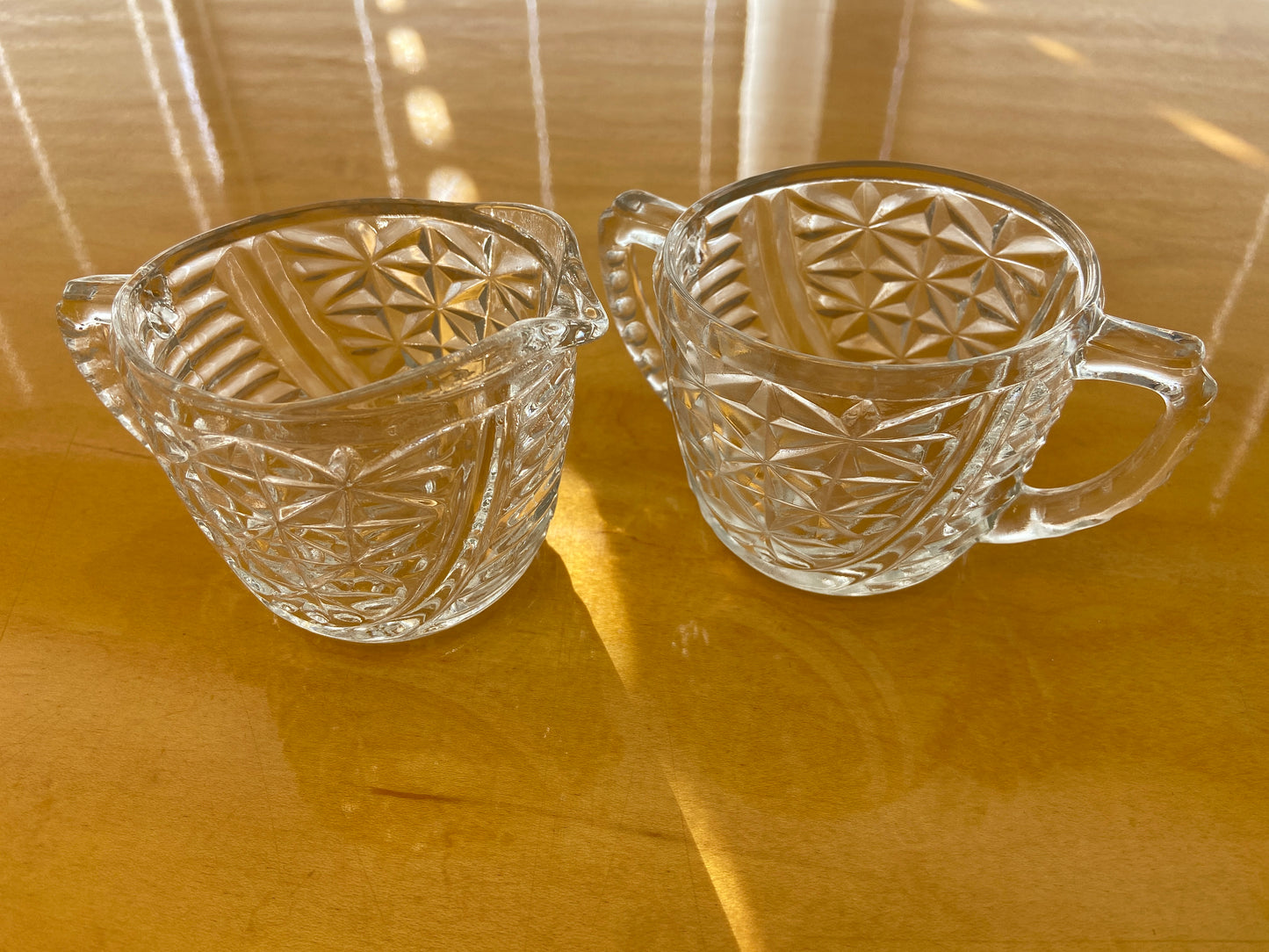 Vintage Anchor Hocking Glass Sugar & Creamer Votive Set