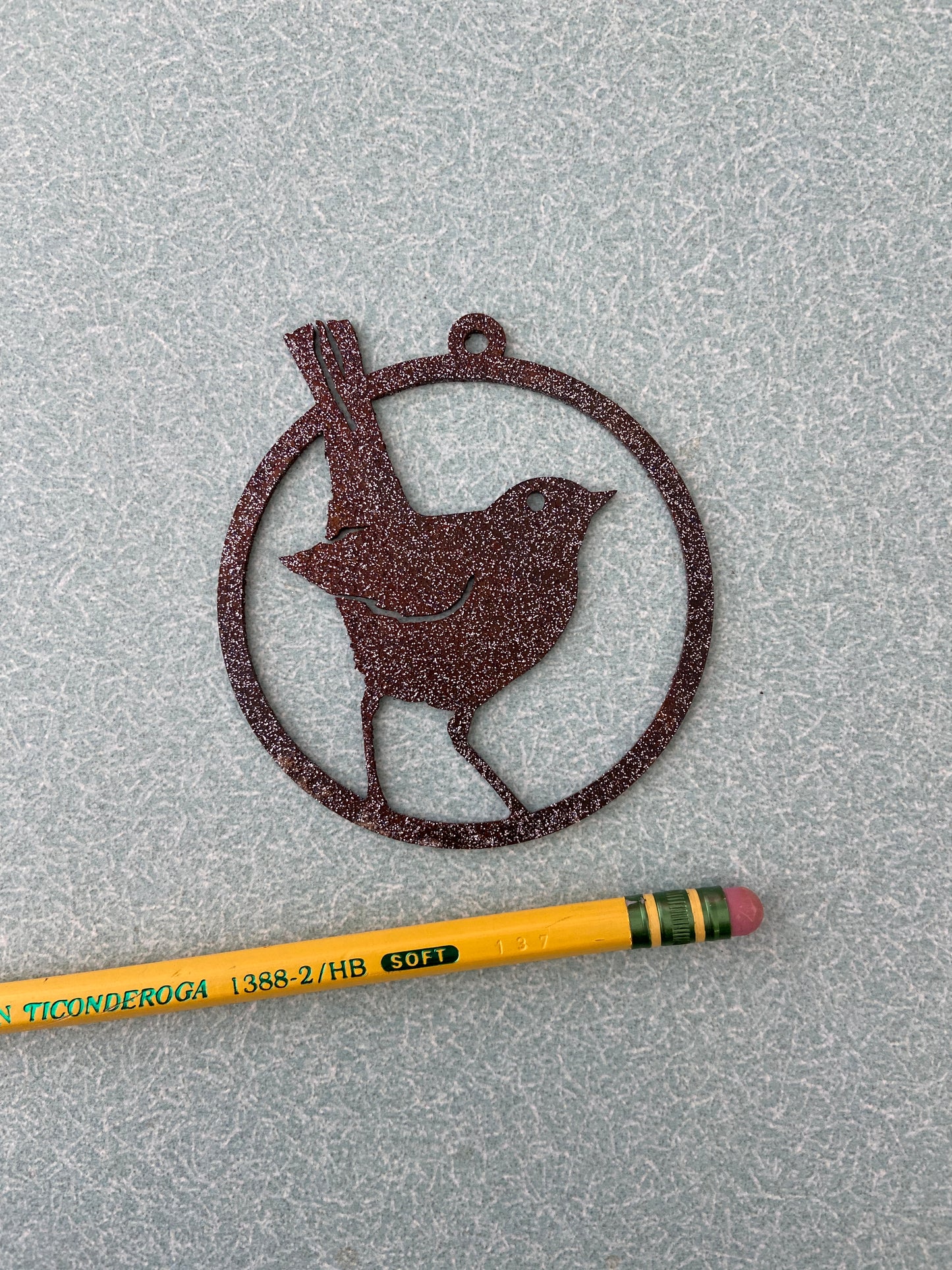 Rusty Bird- Baby Robin Glitter Ornament