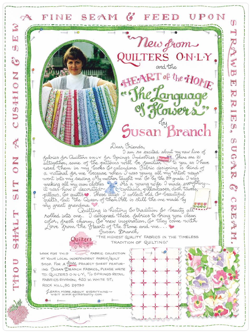 Vintage Susan Branch "Language of Flowers" Fabric