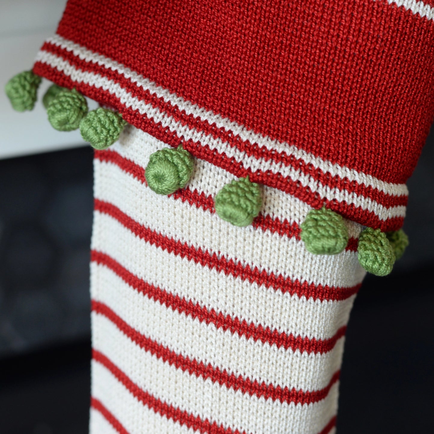 Christmas Stocking With Green Trim