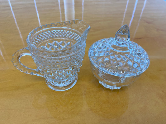 Vintage 3-piece Glass Sugar & Creamer Votive Set