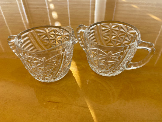 Vintage Anchor Hocking Glass Sugar & Creamer Votive Set