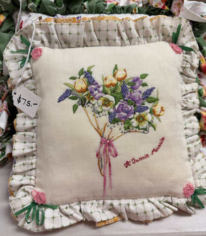 Vintage Throw Pillow - Tussie Mussie