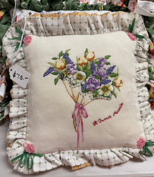 Vintage Throw Pillow - Tussie Mussie