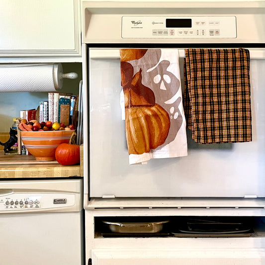 Pumpkin Shadow Dish Towels, set of 2