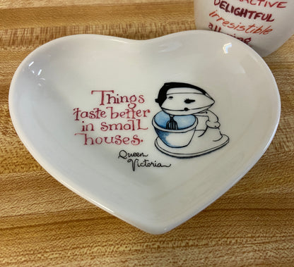 Small Houses Heart-Shaped Dish