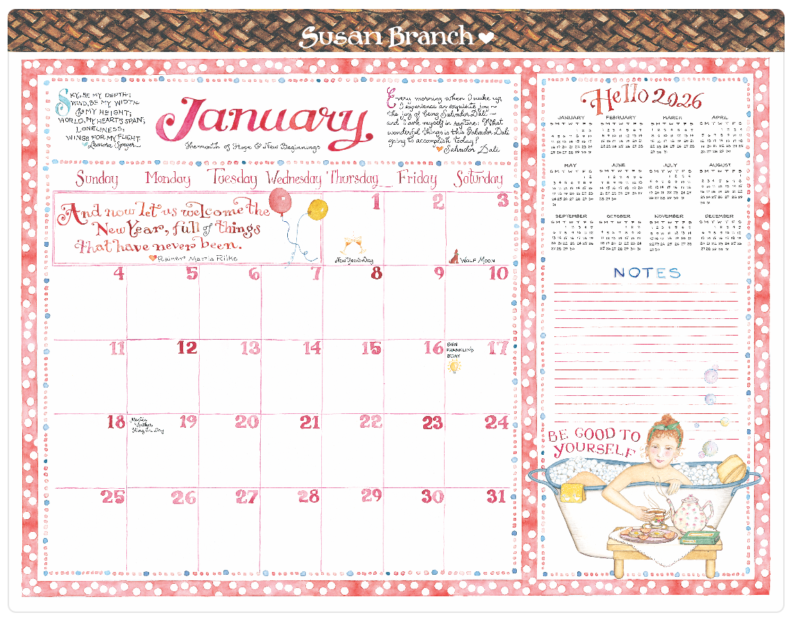 2026 Desk Blotter by Susan Branch
