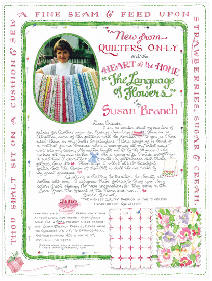 Vintage Susan Branch "Language of Flowers" Fabric