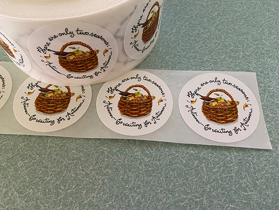 Autumn Basket Circle Stickers