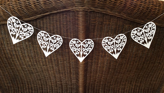 Spring Hearts Banner, white